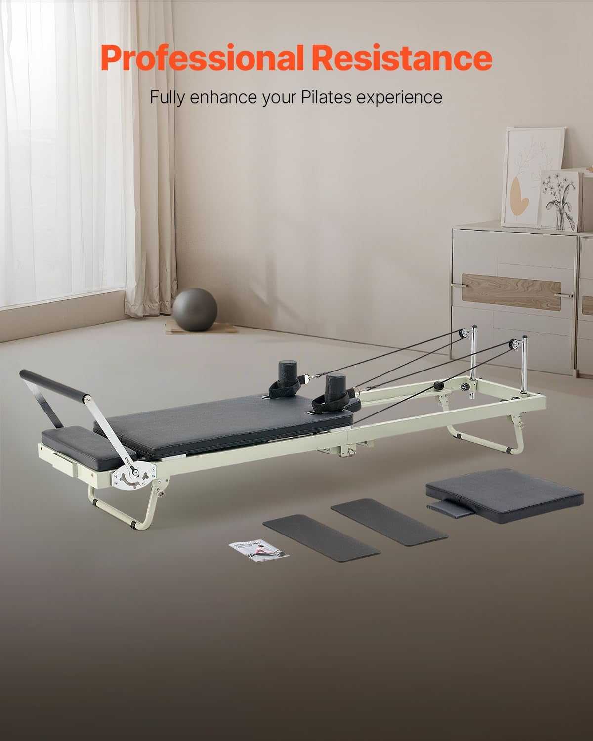 Pilates Reformer Foldable, Suitable for Intermediate and Beginners Users, Pilates Equipment for Home Gym Studio Use with 4 Adjustable Resistance Spring, up to 400 LBS