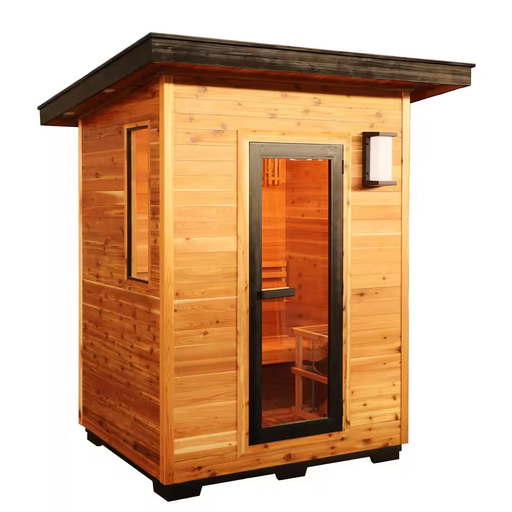 Seneca 3-Person Outdoor Contemporary Hemlock Wet/Dry Sauna with 6.0 Kw Harvia Heater