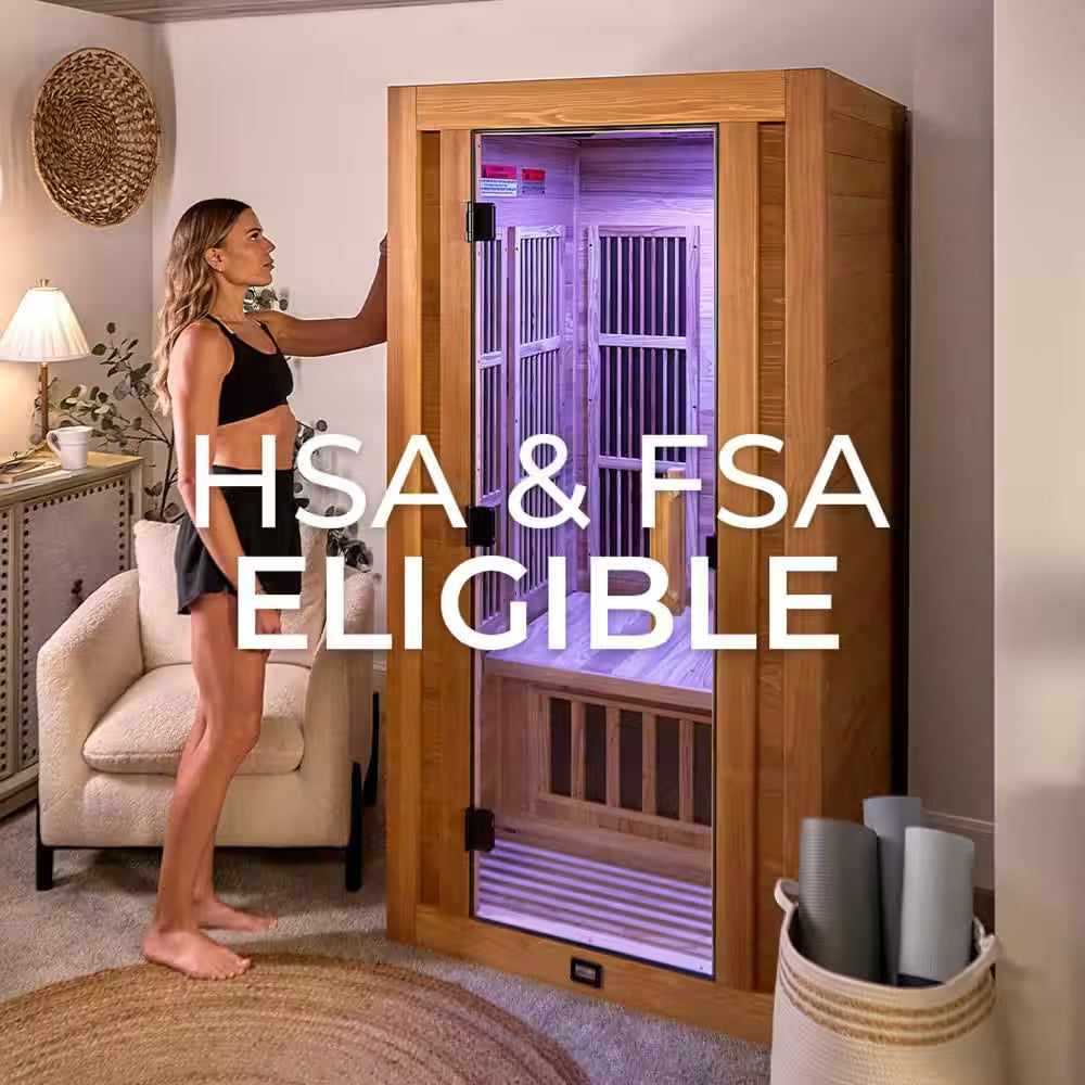 Rylan 1-Person Indoor Cedar Infrared Sauna with 8 Carbon Far-Infrared Heaters, Red Light Therapy and Chromotherapy