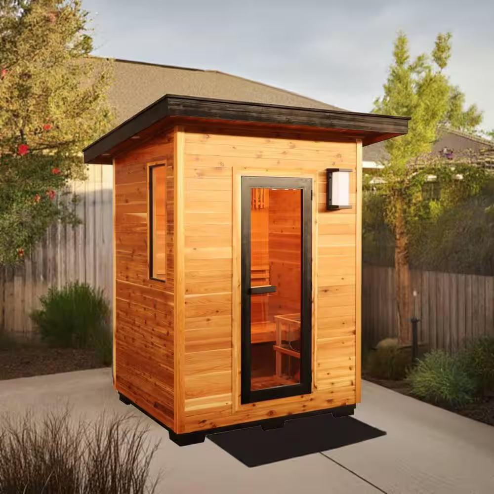 Seneca 3-Person Outdoor Contemporary Hemlock Wet/Dry Sauna with 6.0 Kw Harvia Heater