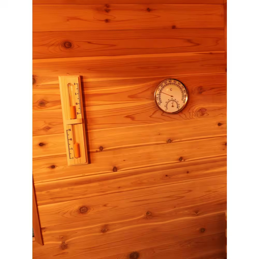 Seneca 3-Person Outdoor Contemporary Hemlock Wet/Dry Sauna with 6.0 Kw Harvia Heater