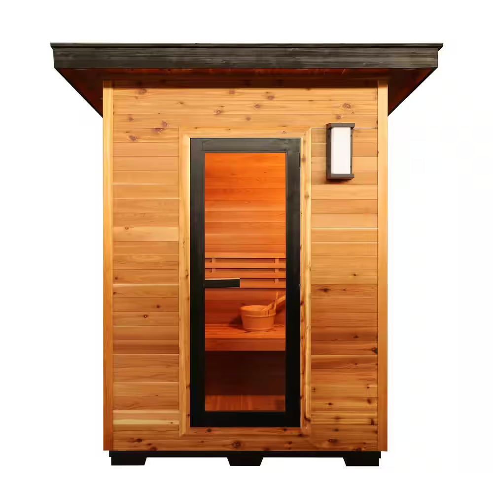 Seneca 3-Person Outdoor Contemporary Hemlock Wet/Dry Sauna with 6.0 Kw Harvia Heater