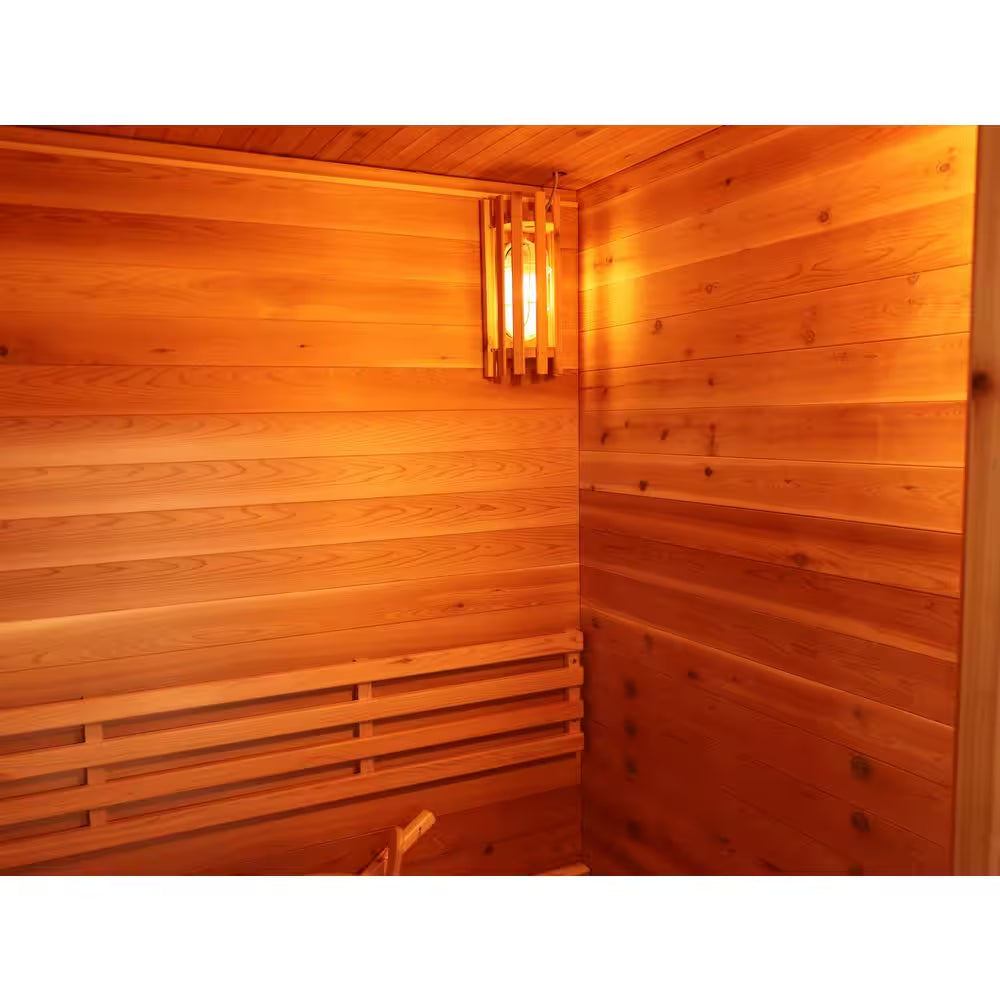 Seneca 3-Person Outdoor Contemporary Hemlock Wet/Dry Sauna with 6.0 Kw Harvia Heater