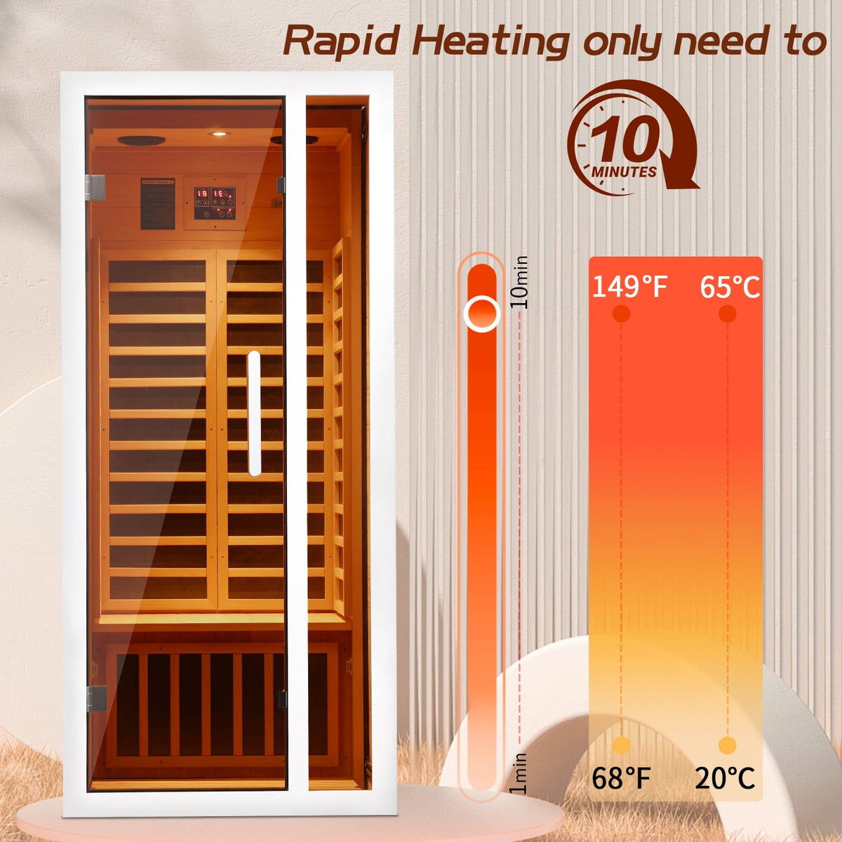 Transform Your Home with the 1-Person Extendable FAR Infrared Sauna – Enjoy Luxurious Relaxation with Hemlock Wood, Bluetooth Speaker, LED Lights, and Digital Control