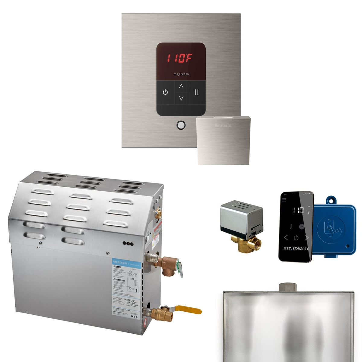 Mr. Steam Super Steam Shower Generator Package with round iTempo Control and Accessories