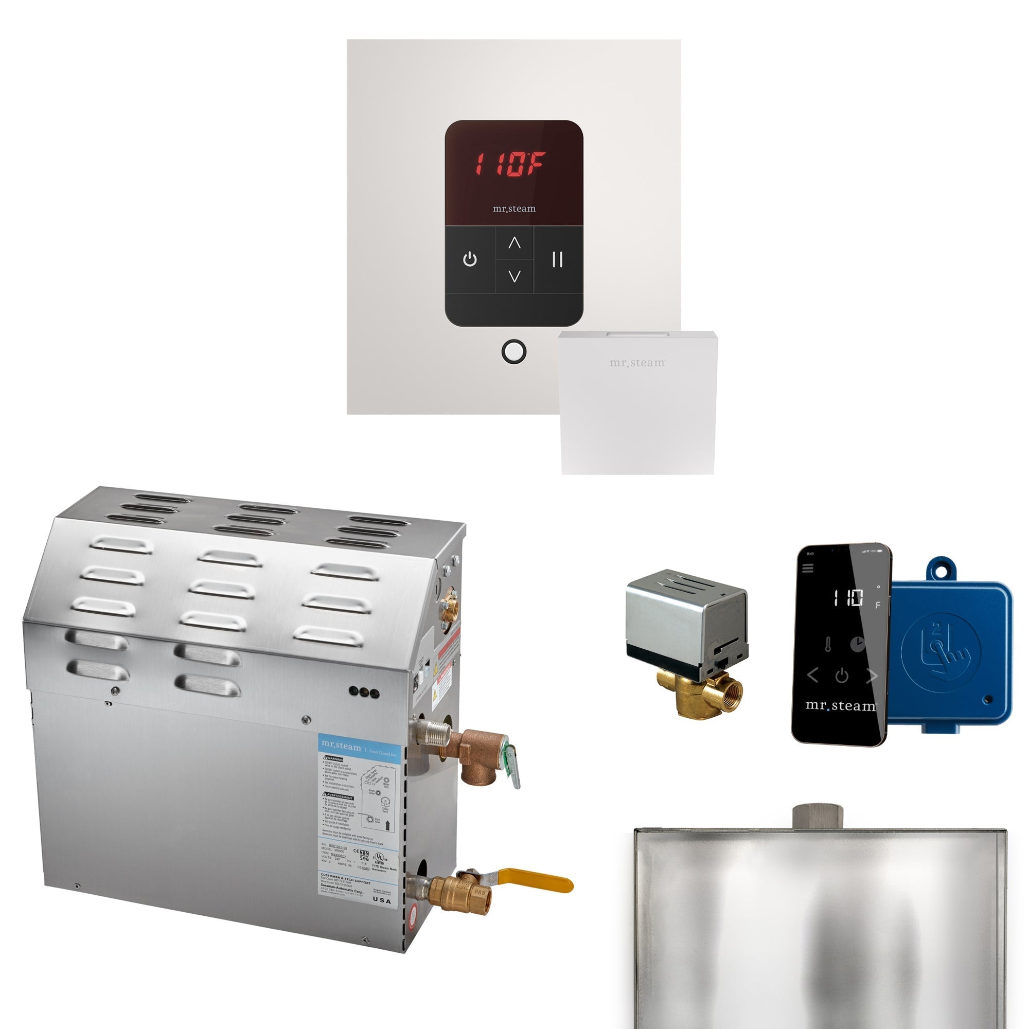 Mr. Steam Super Steam Shower Generator Package with round iTempo Control and Accessories