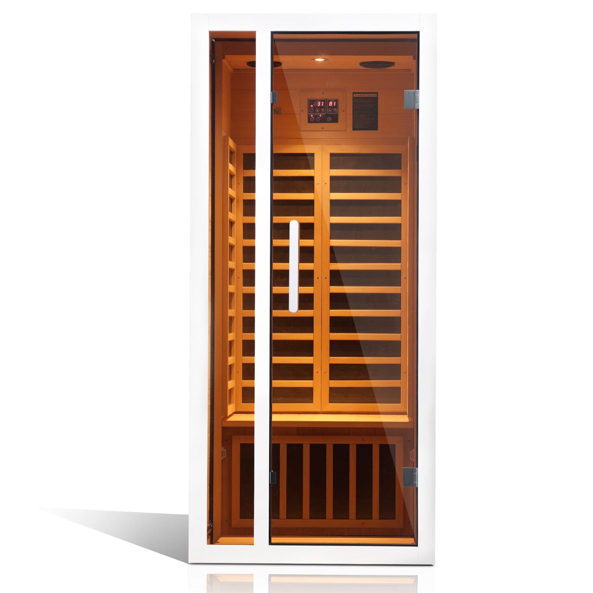Transform Your Home with the 1-Person Extendable FAR Infrared Sauna – Enjoy Luxurious Relaxation with Hemlock Wood, Bluetooth Speaker, LED Lights, and Digital Control