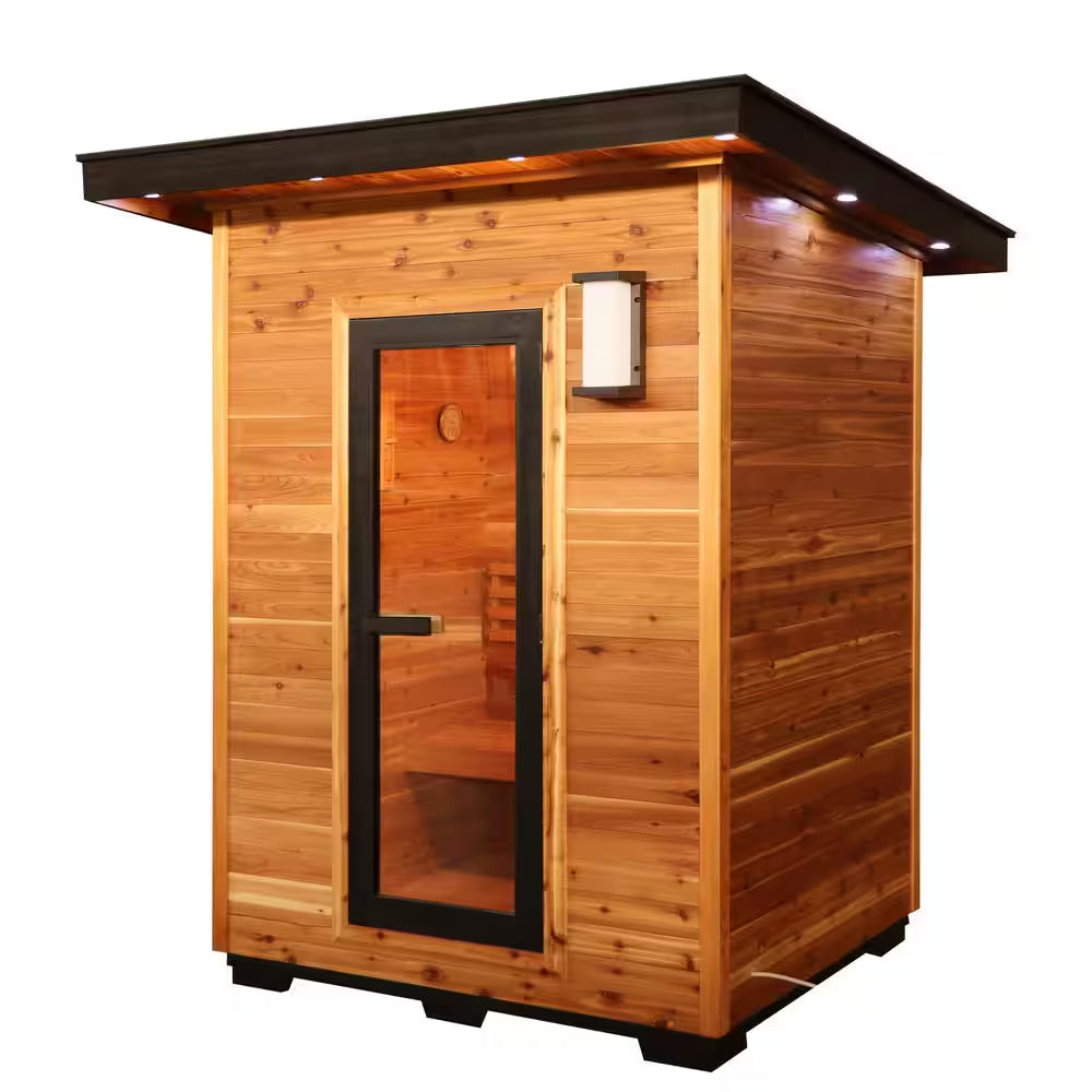 Seneca 3-Person Outdoor Contemporary Hemlock Wet/Dry Sauna with 6.0 Kw Harvia Heater