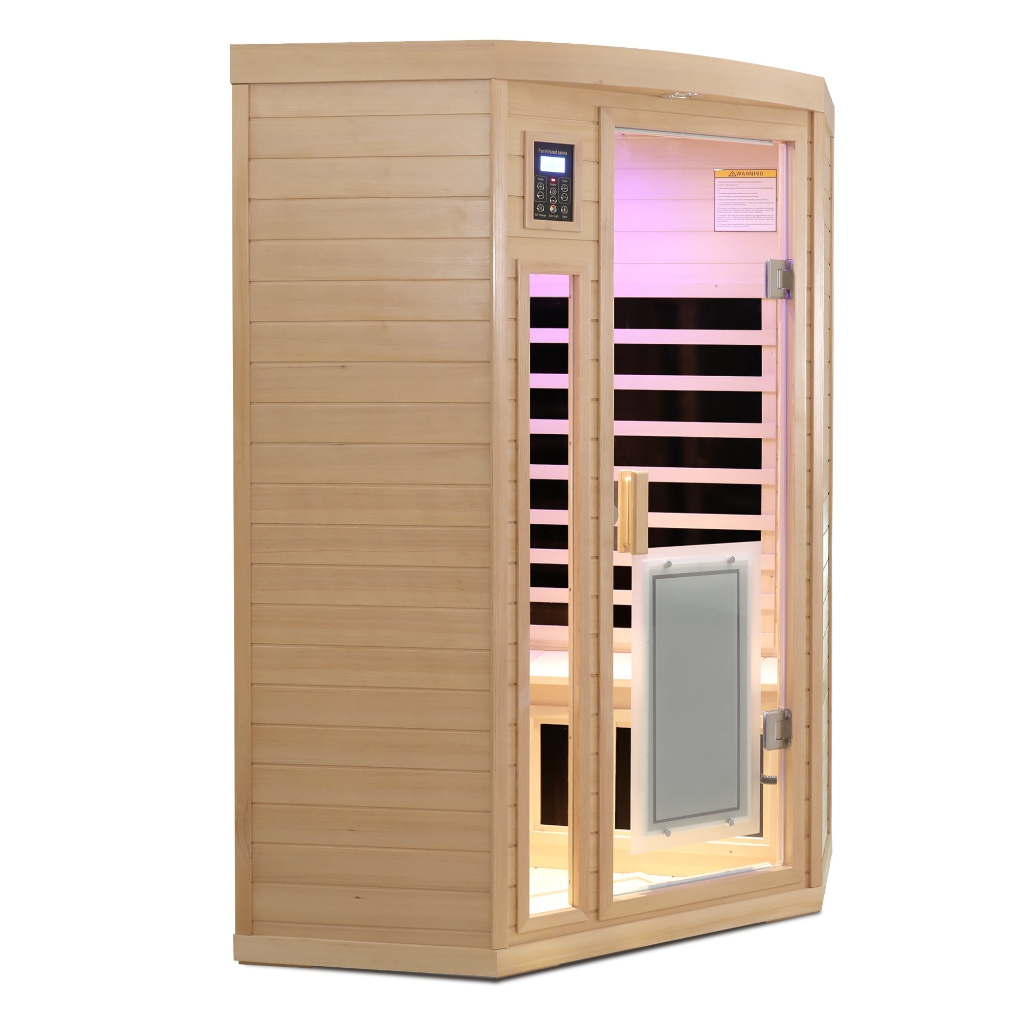Low EMF, there is also a heating plate on the glass door, can be placed on the pentagon in the corner of the room, Hemlock wood Far-infrared indoor Two person sauna room