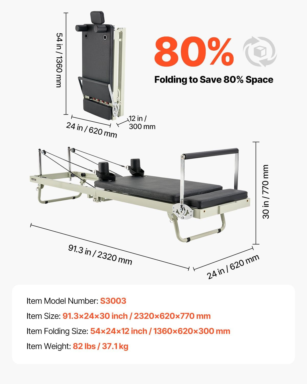 Pilates Reformer Foldable, Suitable for Intermediate and Beginners Users, Pilates Equipment for Home Gym Studio Use with 4 Adjustable Resistance Spring, up to 400 LBS